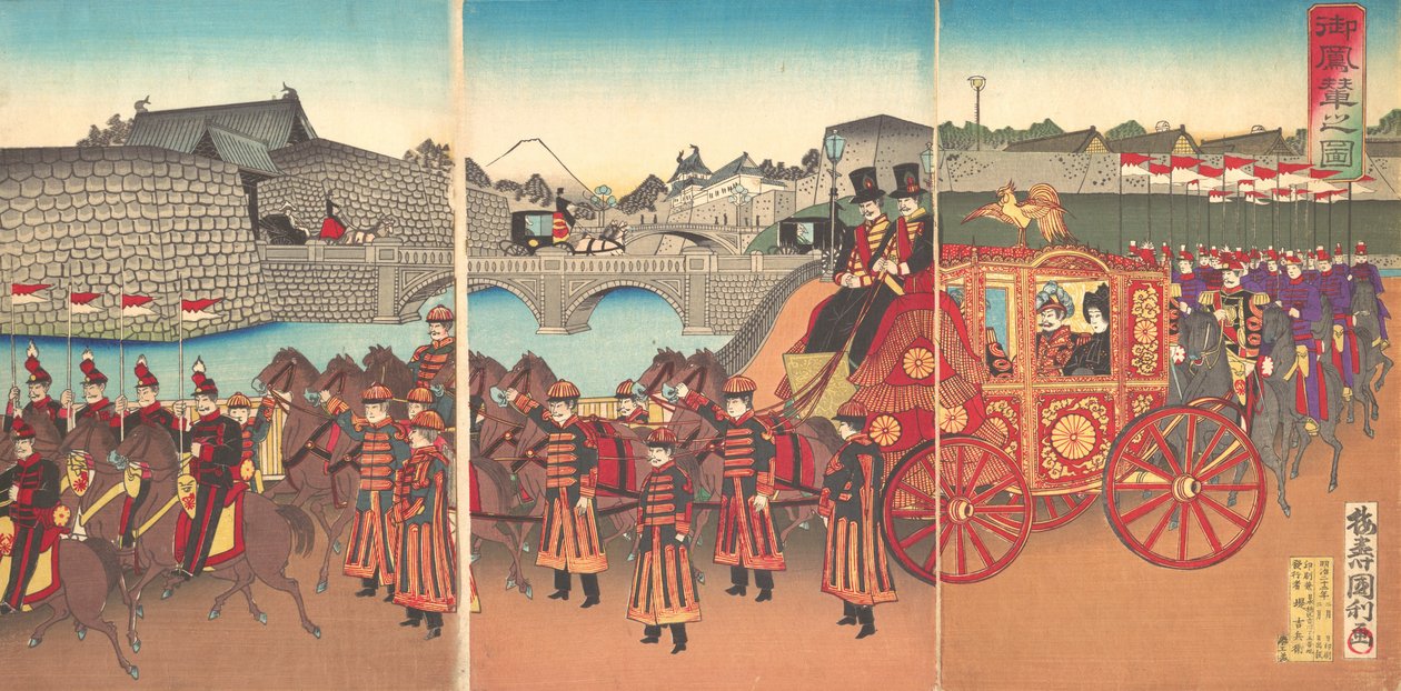 Vista do Carro Imperial, 1889 Meiji 22., 1889. de Kunitoshi