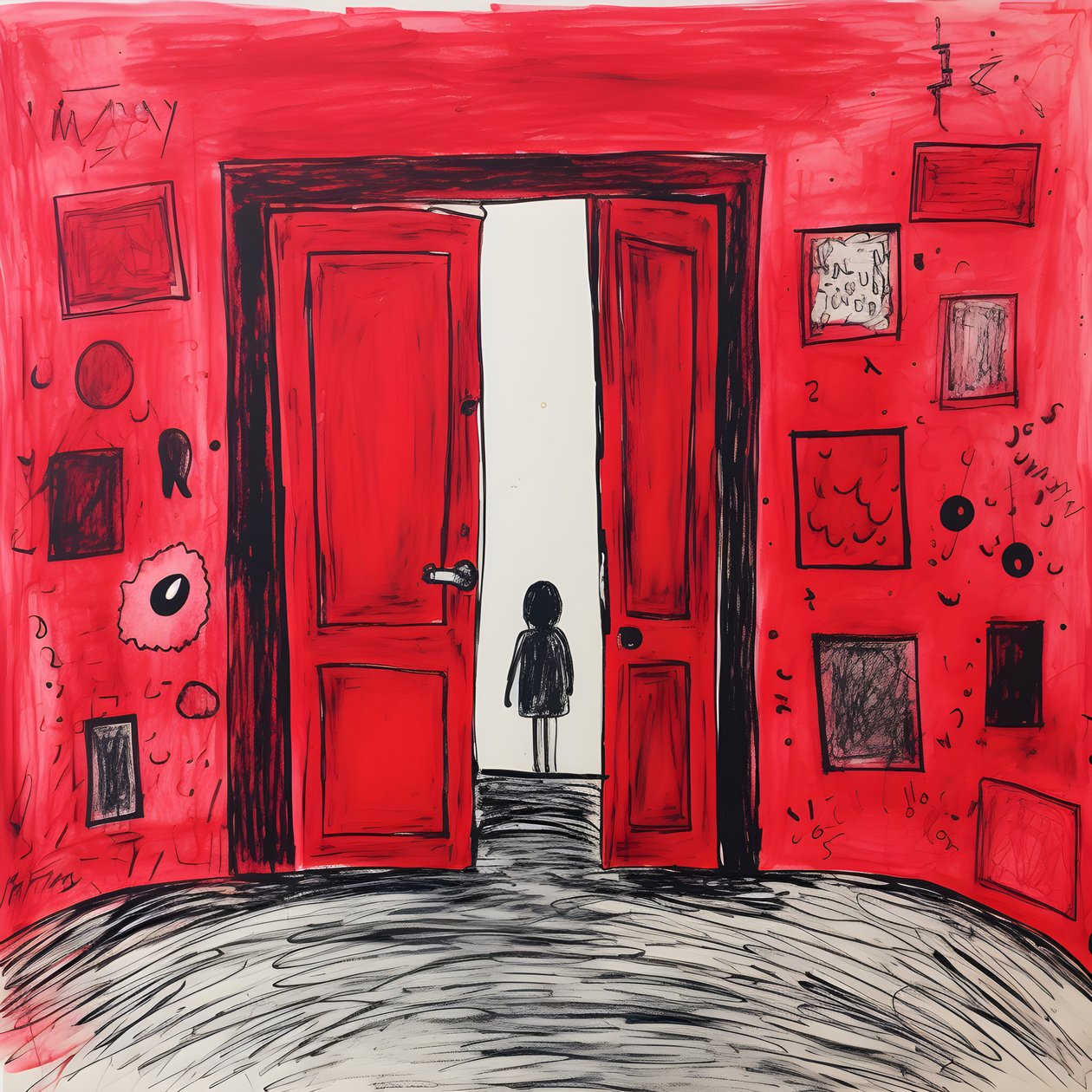 Menina de 8 anos desenha uma porta vermelha no seu quarto 4 de Kurt Heppke