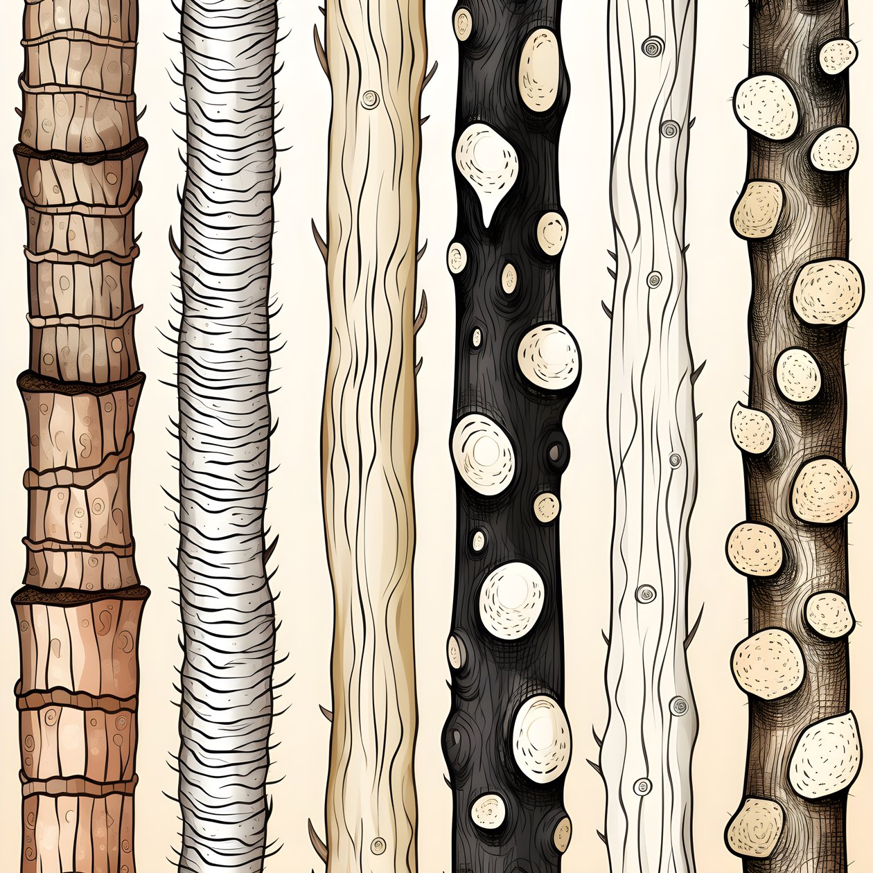 Secções de tronco de árvore, clipart boho, padrão de desenho boho, tronco boho 1 de Kurt Heppke