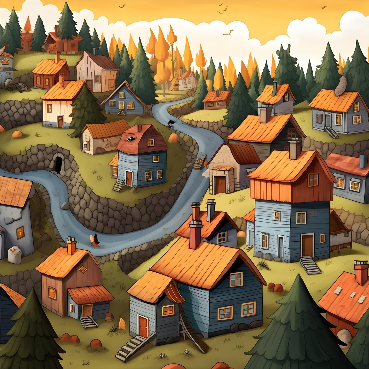 Imagem de casas em estilo de banda desenhada 3 de Kurt Heppke