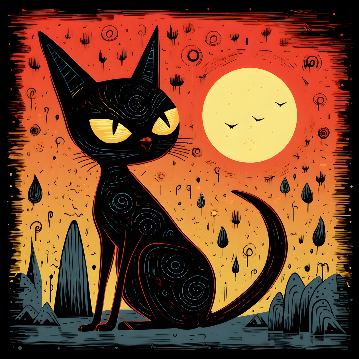 Gato esfinge caprichoso dos desenhos animados 2 de Kurt Heppke