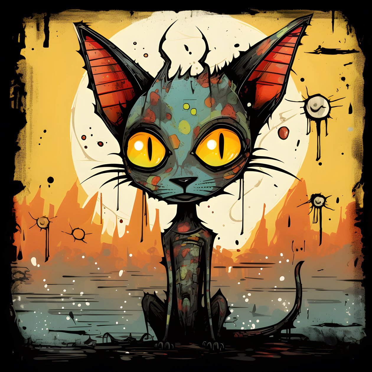 Desenho animado Esfinge caprichosa Gato 3 de Kurt Heppke