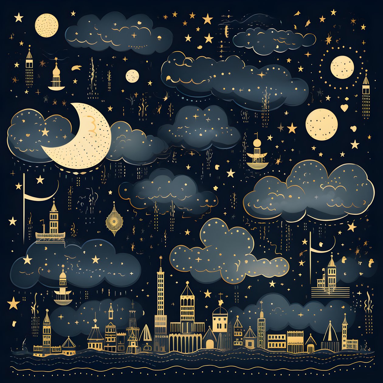 Esta é uma coleção de ilustrações de fantasia isoladas dos elementos do céu 2 de Kurt Heppke