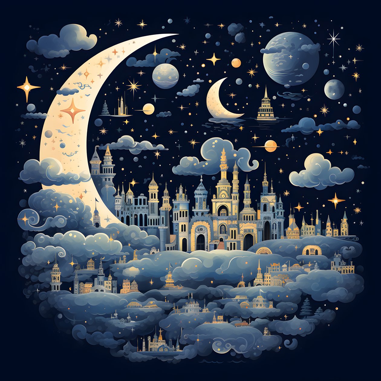 Esta é uma coleção de ilustrações de fantasia isoladas dos elementos do céu 3 de Kurt Heppke
