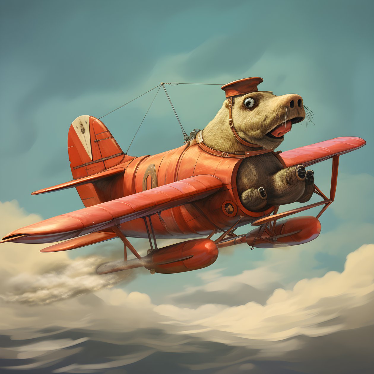 Uma morsa pilota um avião 2 de Kurt Heppke