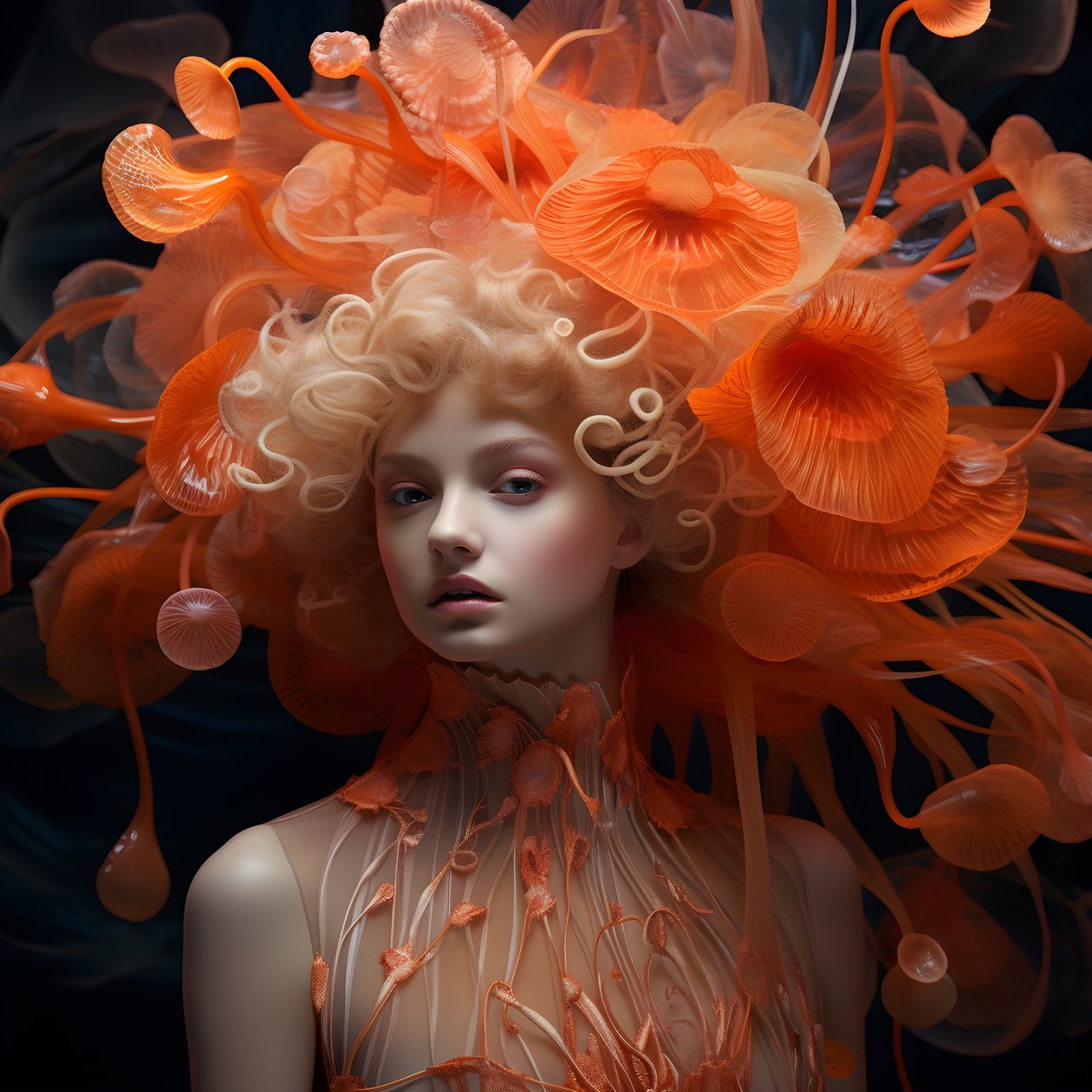 Um retrato de perto das belas flores subaquáticas das anémonas-do-mar Actinia Goettin 1 de Kurt Heppke
