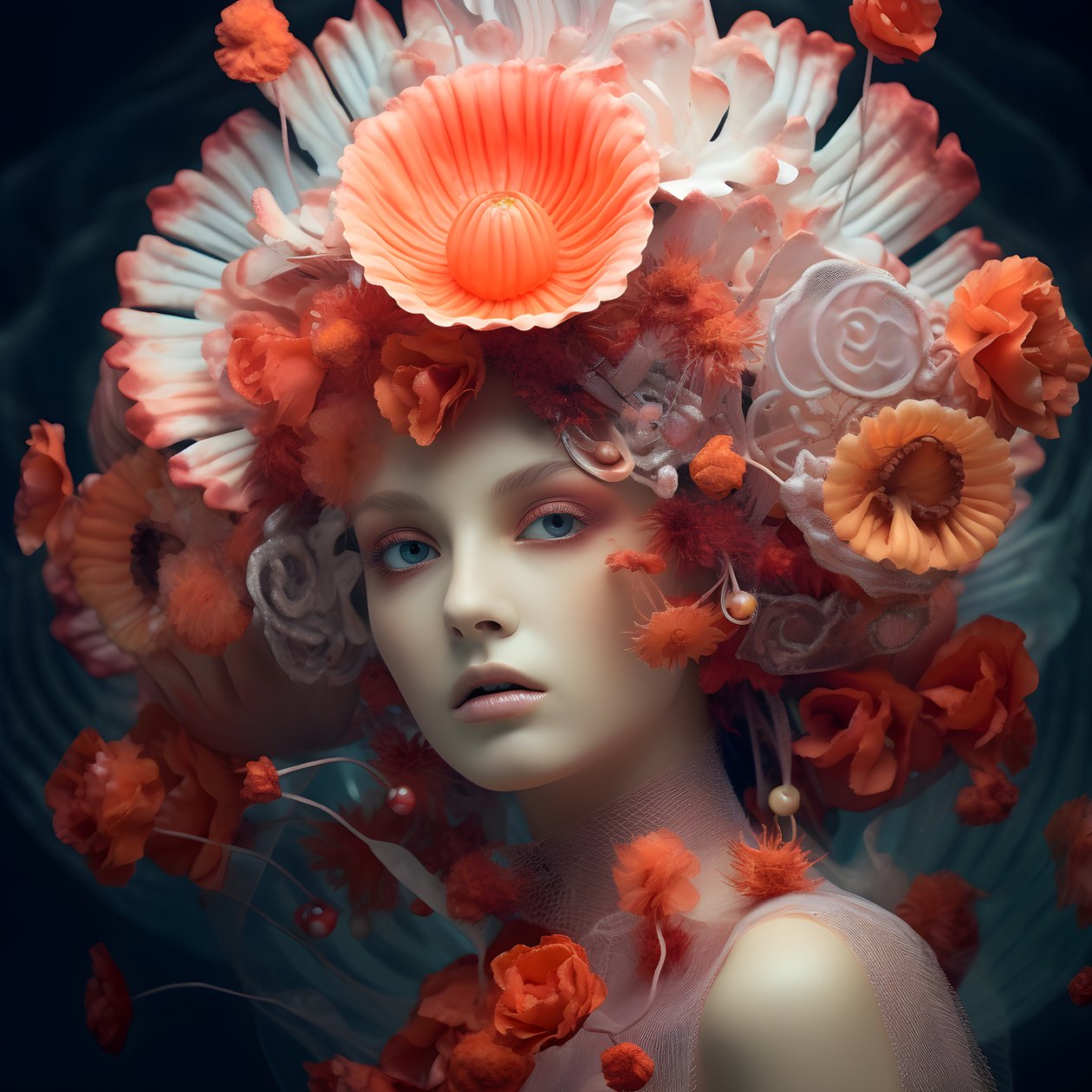 Um retrato em grande plano das belas flores subaquáticas das anémonas-do-mar Actinia Goettin 2 de Kurt Heppke