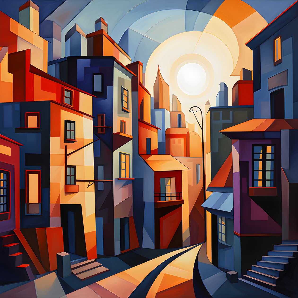 Estilo cubista de pintura de paisagem urbana 2 de Kurt Heppke
