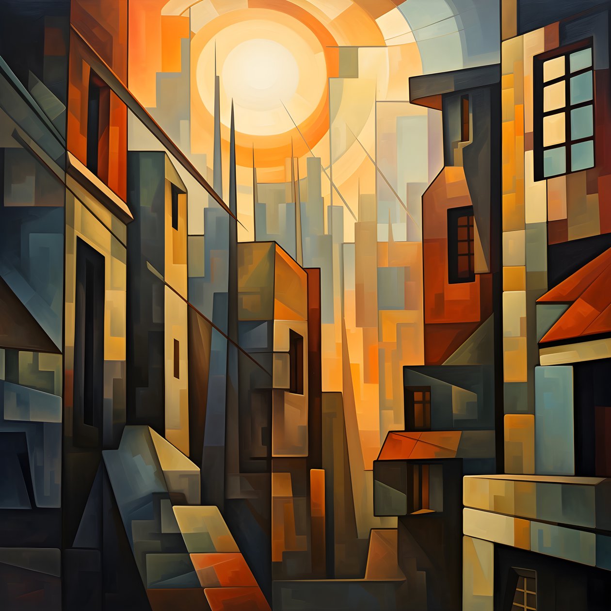 Estilo cubista de pintura de paisagem urbana 3 de Kurt Heppke
