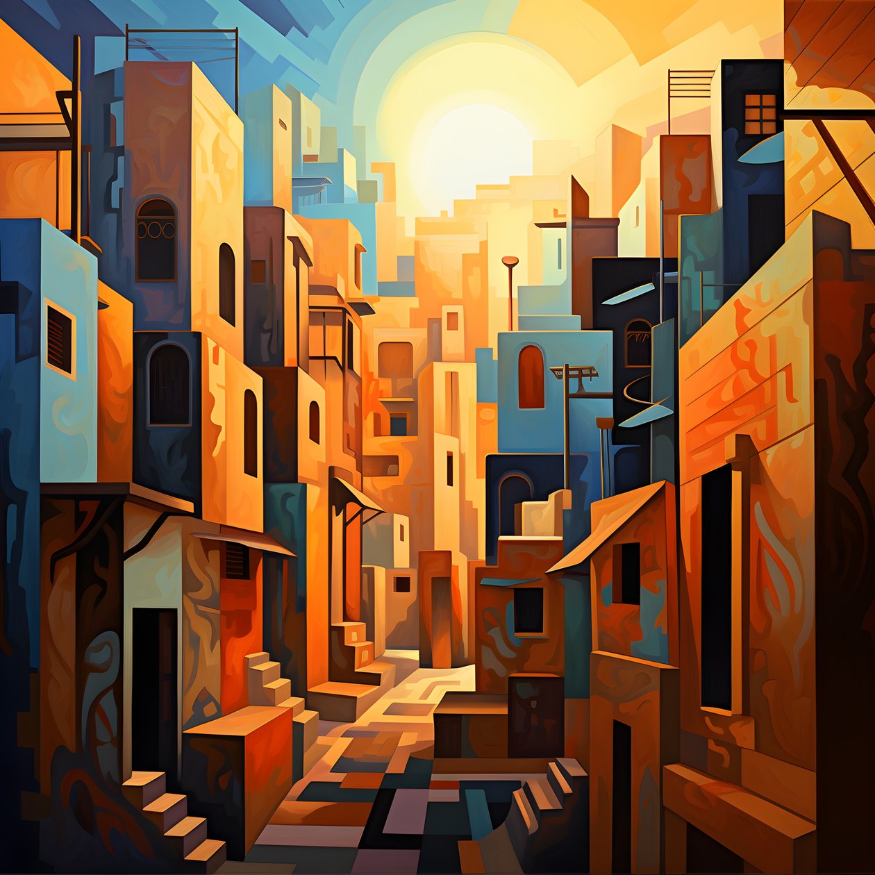 Estilo cubista de pintura de paisagem urbana 4 de Kurt Heppke