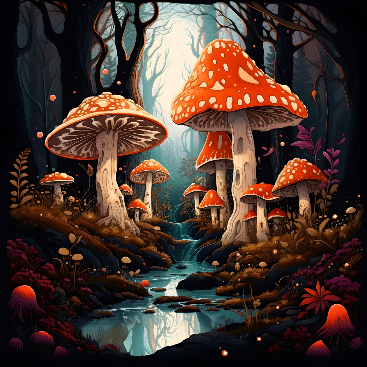 Cogumelos e floresta 1 de Kurt Heppke