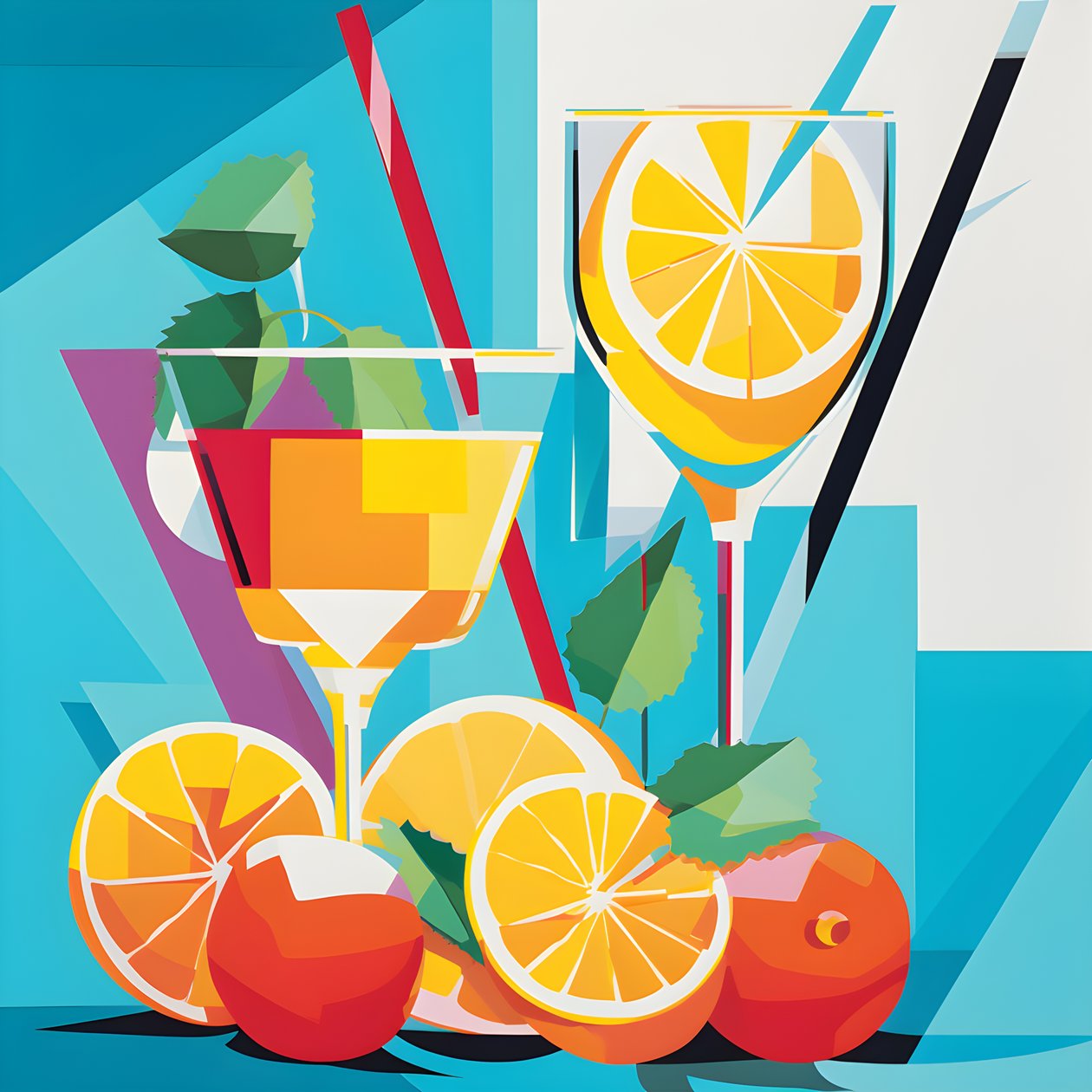 Cartaz de limões, cocktails com limões, hortelã 3 de Kurt Heppke