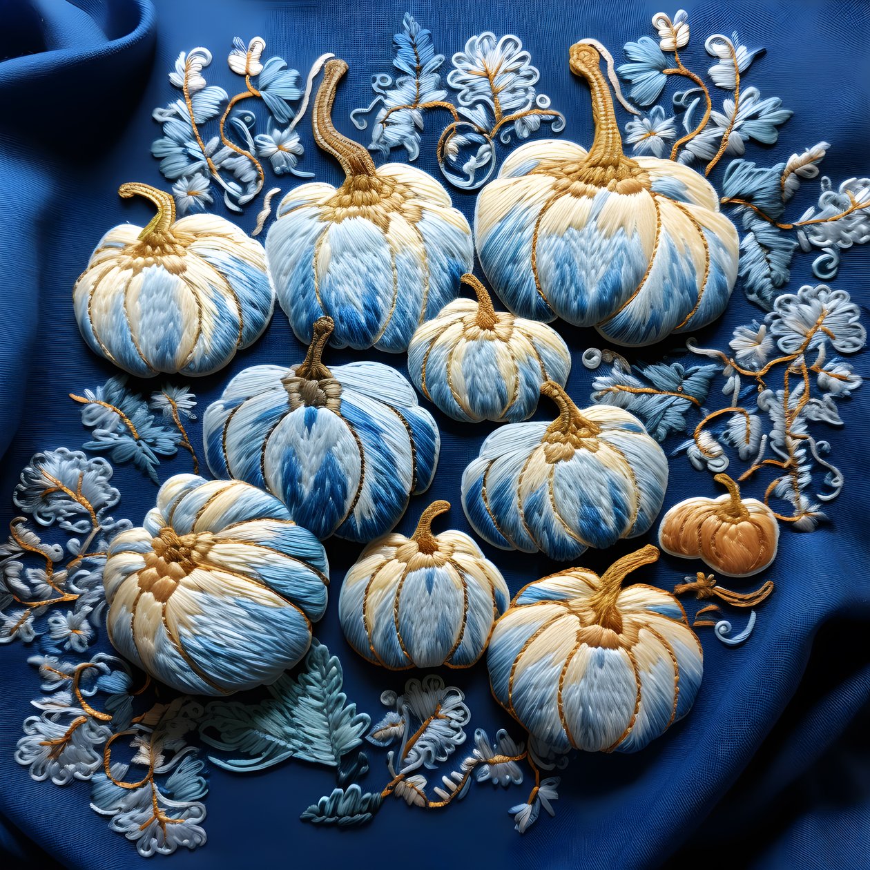 Stickereikuerbisse em Blautoenen 1 de Kurt Heppke