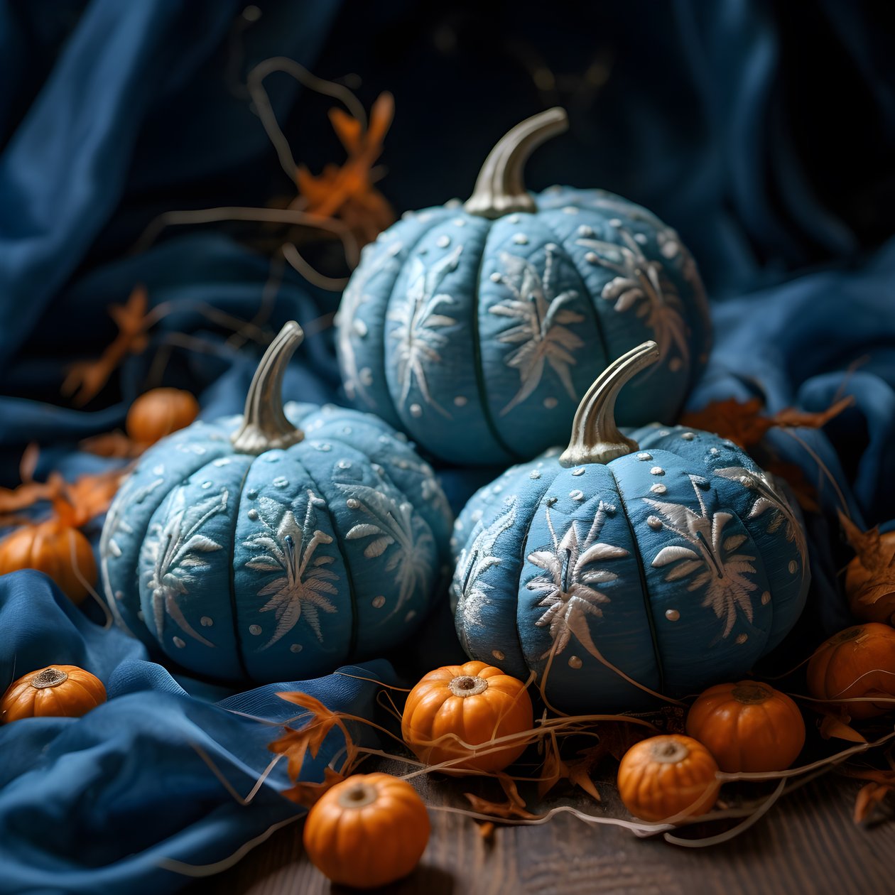 Stickereikuerbisse em Blautoenen 2 de Kurt Heppke