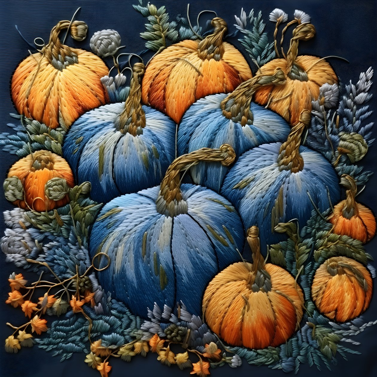 Stickereikuerbisse em Blautoenen 3 de Kurt Heppke