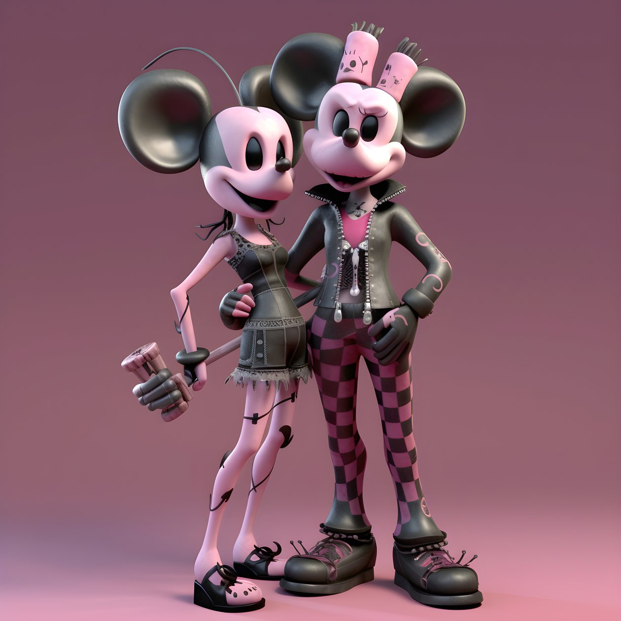 pesadelo antes do natal punk rosa minnie e mickey mouse 1 de Kurt Heppke