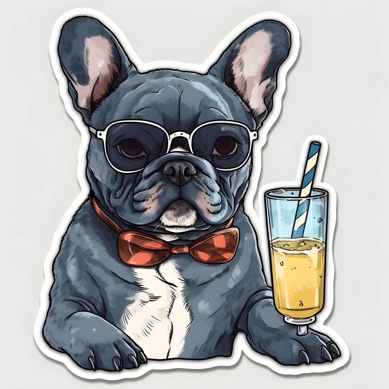 autocolante, bulldogs franceses fixes, beber um cocktail 4 de Kurt Heppke