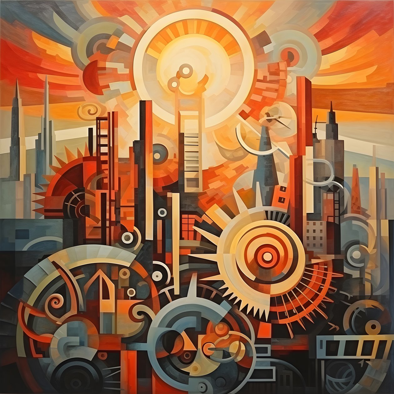 engrenagens e ferramentas nascer do sol abstrato 1950s 3 de Kurt Heppke