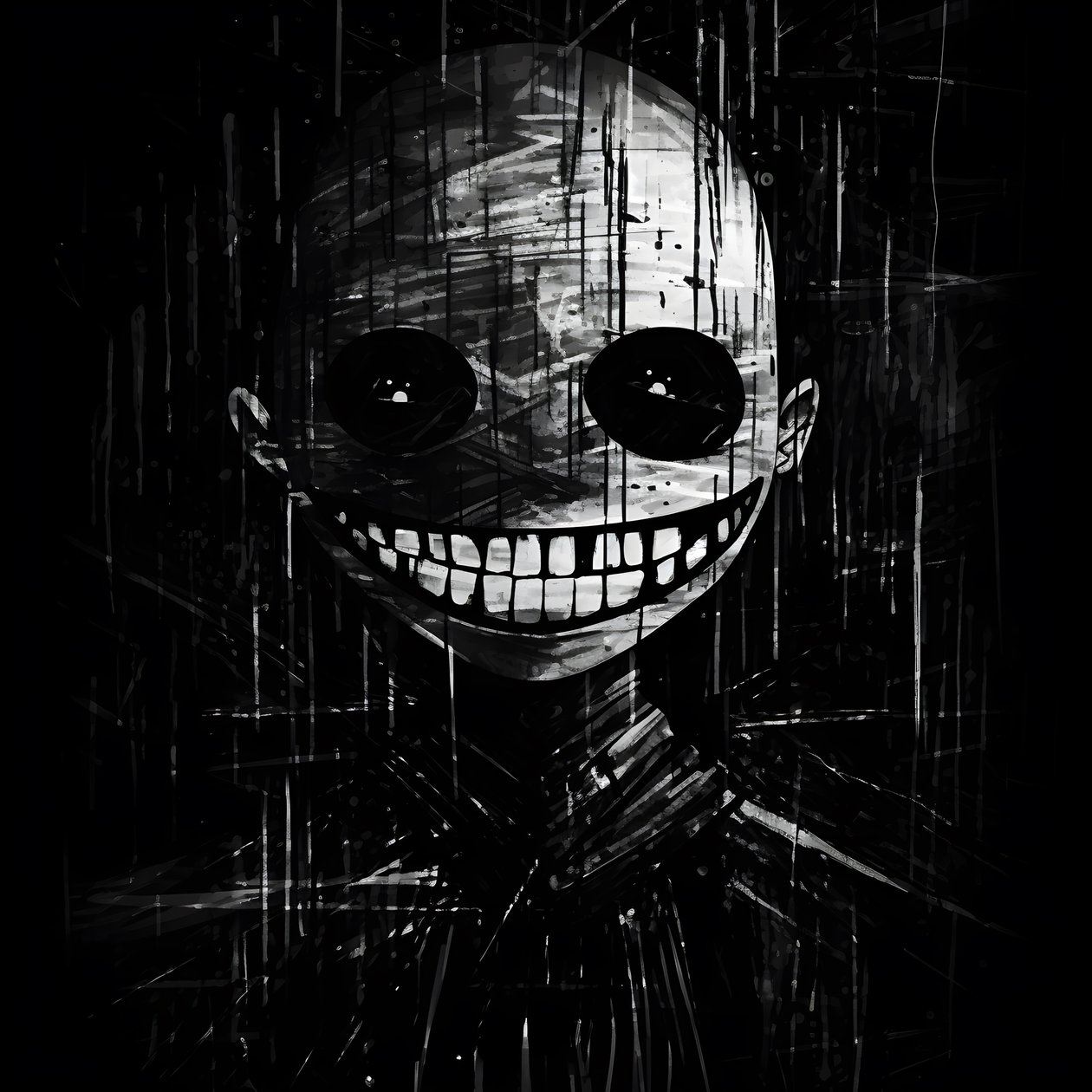 o rosto sorridente é desenhado em papel preto 1 de Kurt Heppke