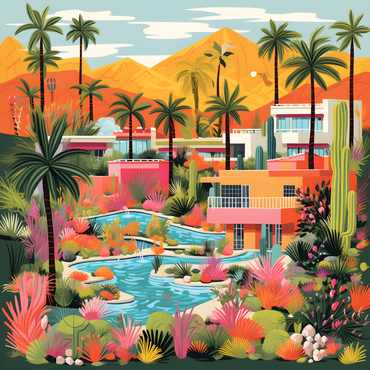 ilustração pormenorizada de Palm Springs 2 de Kurt Heppke