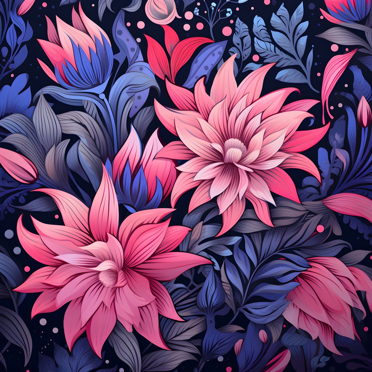 um ramo de flores cor-de-rosa e azul 1 de Kurt Heppke