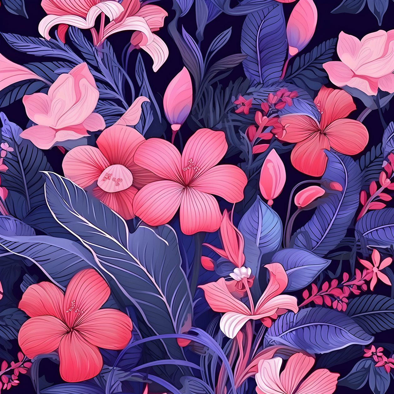 um ramo de flores cor-de-rosa e azul 2 de Kurt Heppke