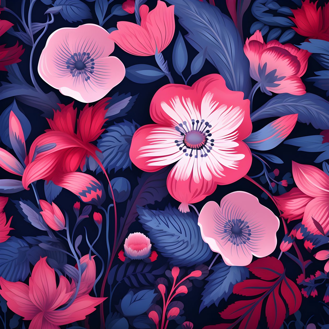 um ramo de flores cor-de-rosa e azul 3 de Kurt Heppke