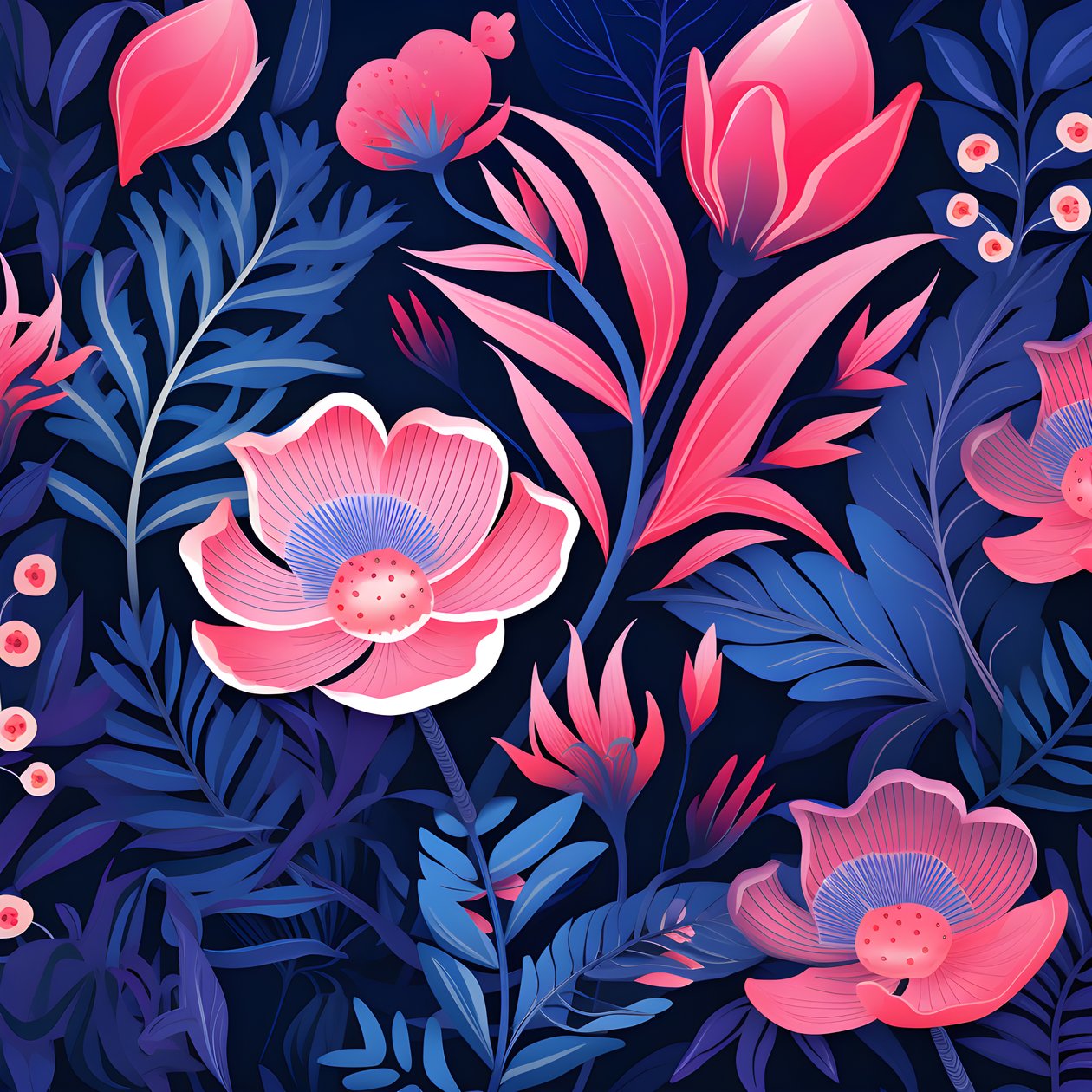 um ramo de flores cor-de-rosa e azul 4 de Kurt Heppke