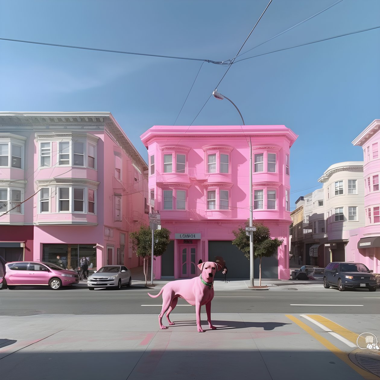 um cão cor-de-rosa no meio da cidade de São Francisco 2 de Kurt Heppke