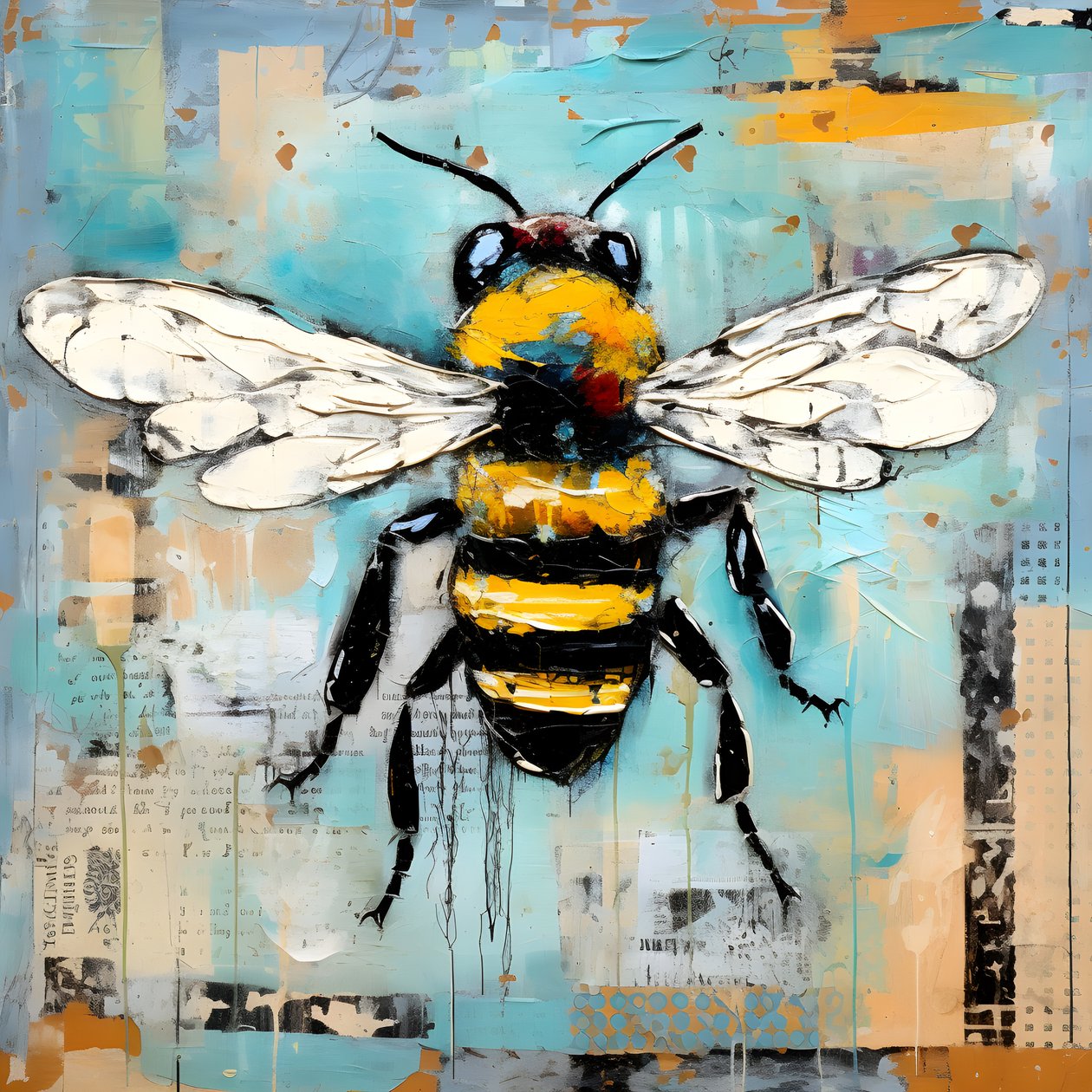 ilustração de uma abelha em pastel impasto técnica a óleo 4 de Kurt Heppke
