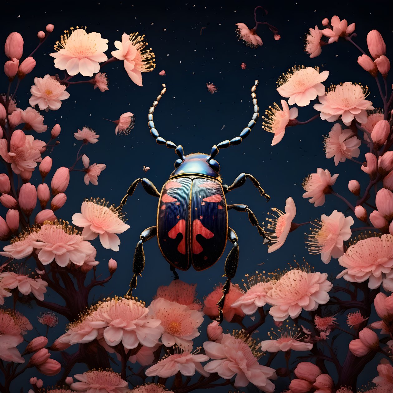 uma ilustração de um cobre ilustrado com cogumelos no fundo 2 de Kurt Heppke