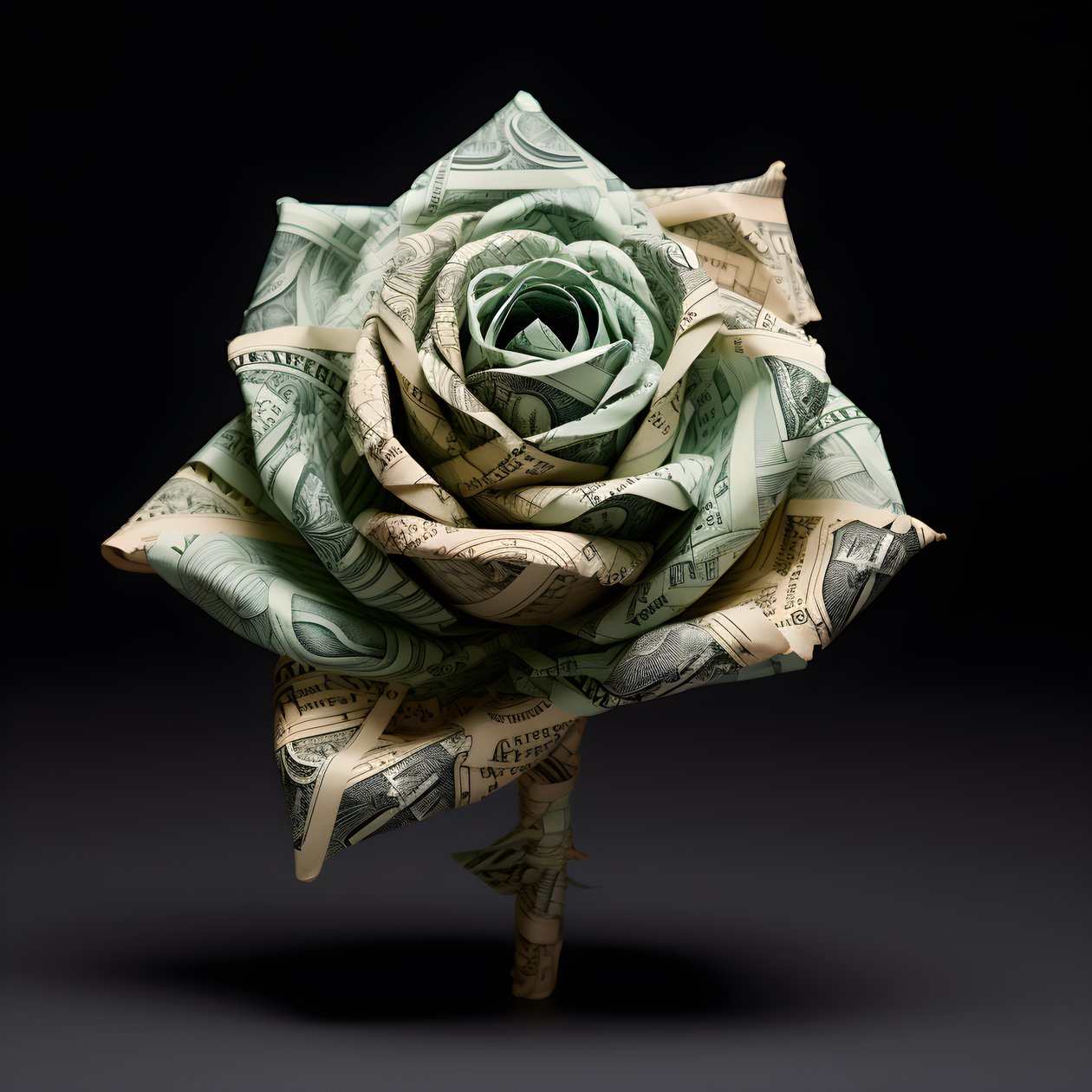 uma rosa feita de notas de 100 dólares, que são eléctricas 3 de Kurt Heppke