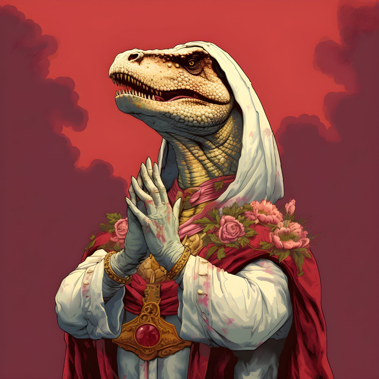 rainha assassina a rezar T-Rex 3 de Kurt Heppke