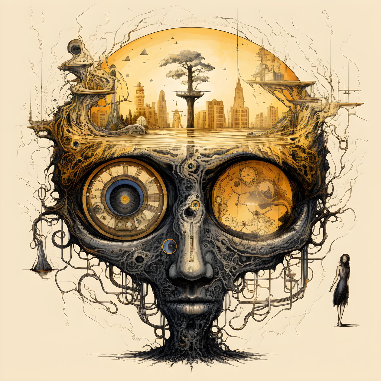 leonardo davinci concept sketch album artwork raiz de uma árvore a crescer da terra e a alcançar o céu como jack and the beanstalk 1 de Kurt Heppke
