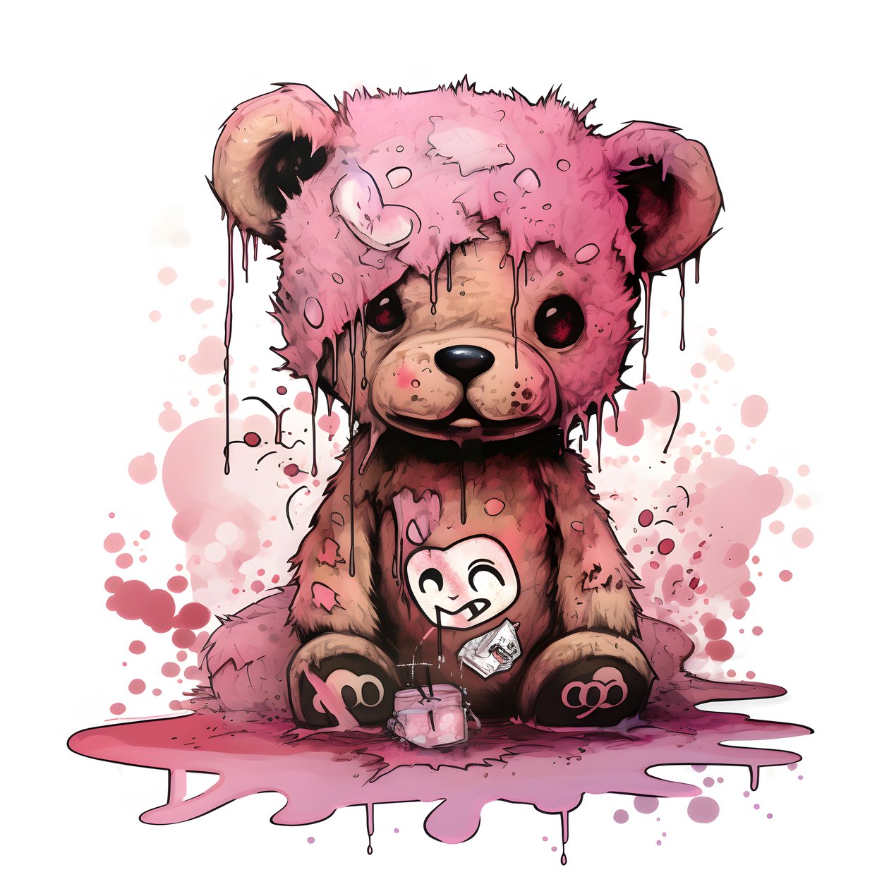 ursinho de peluche unissexo cor-de-rosa com uma tatuagem castanha na testa 1 de Kurt Heppke