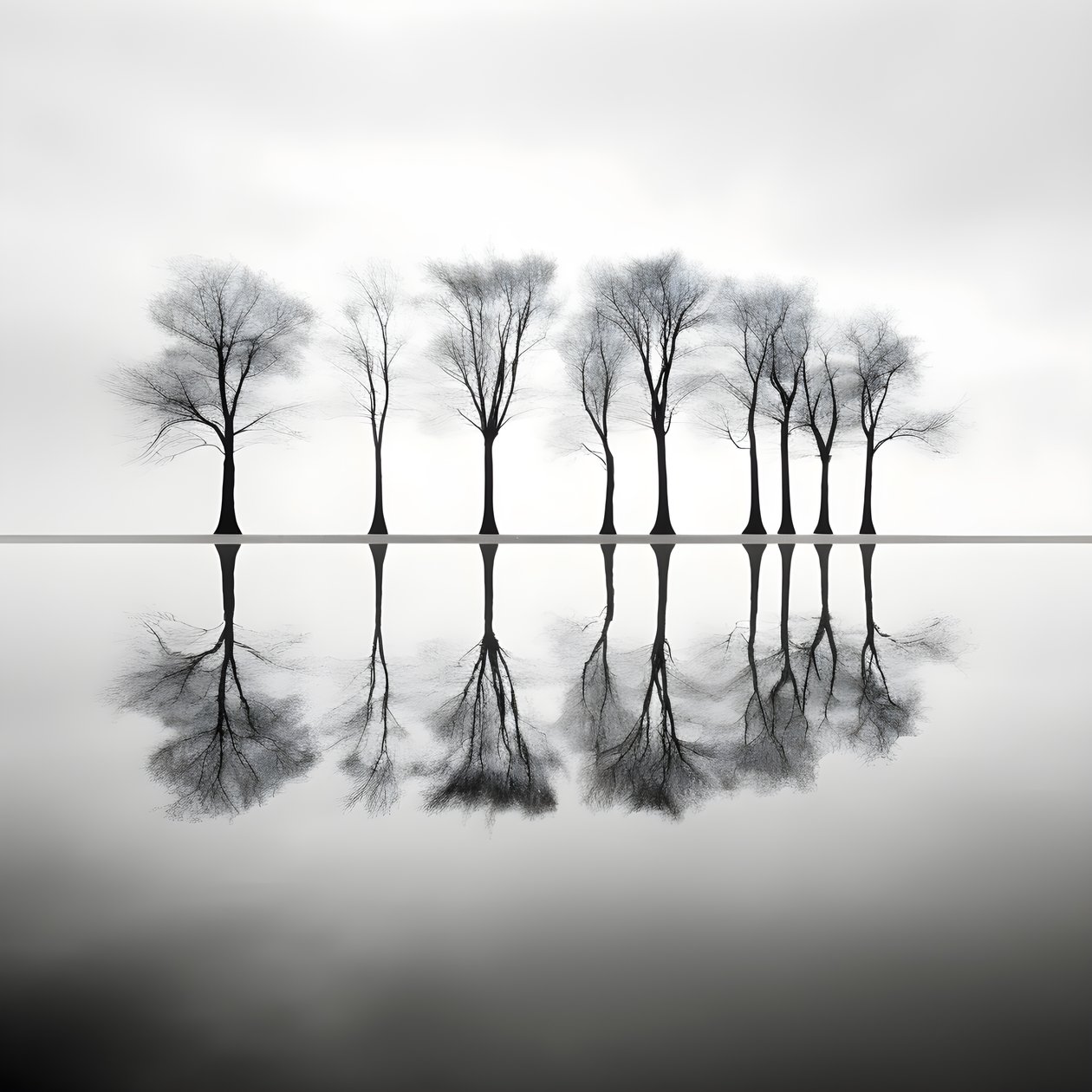 fotografias a preto e branco de árvores sobre a água 4 de Kurt Heppke