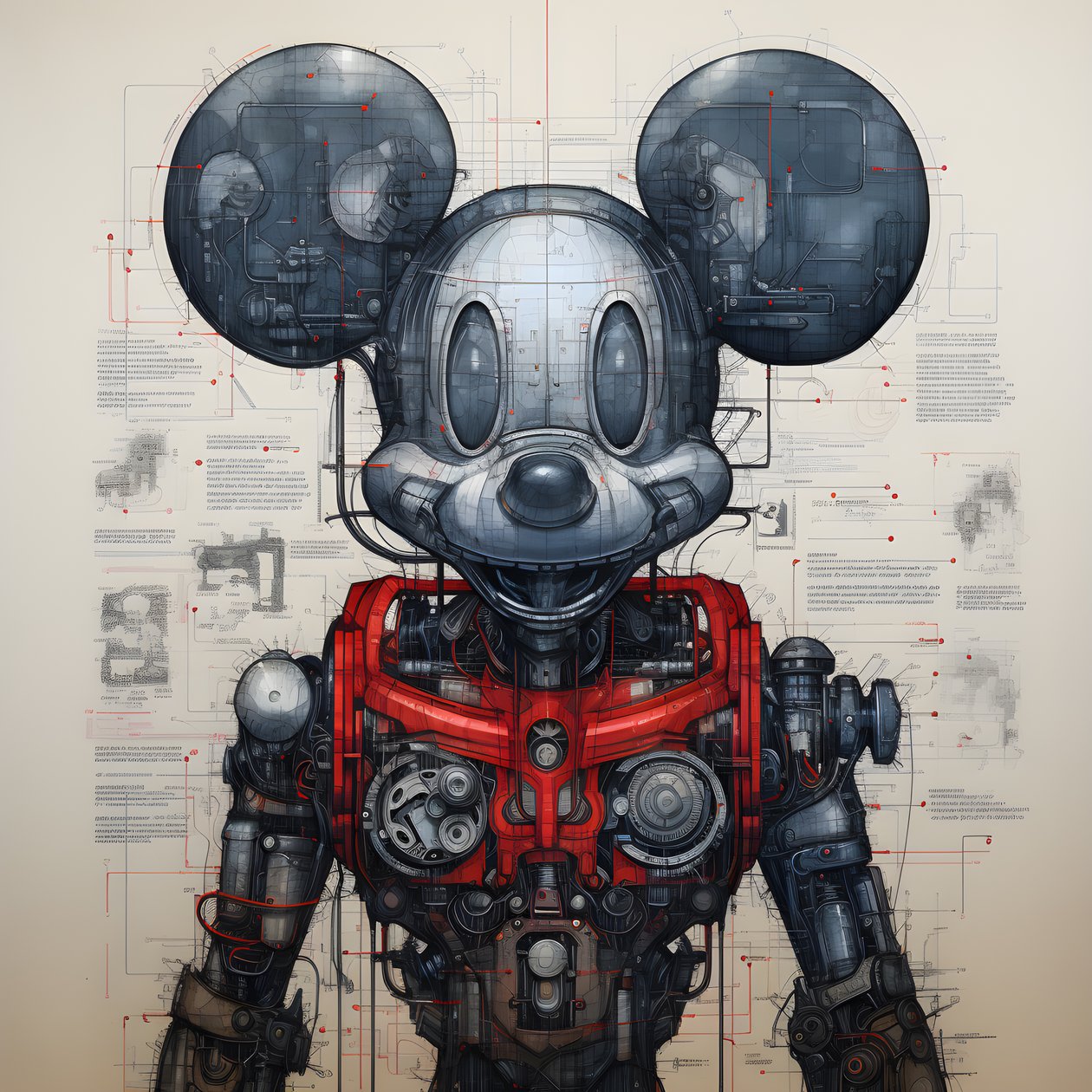 Desenhos técnicos de Cyberpunk Mickey Mouse 1 de Kurt Heppke