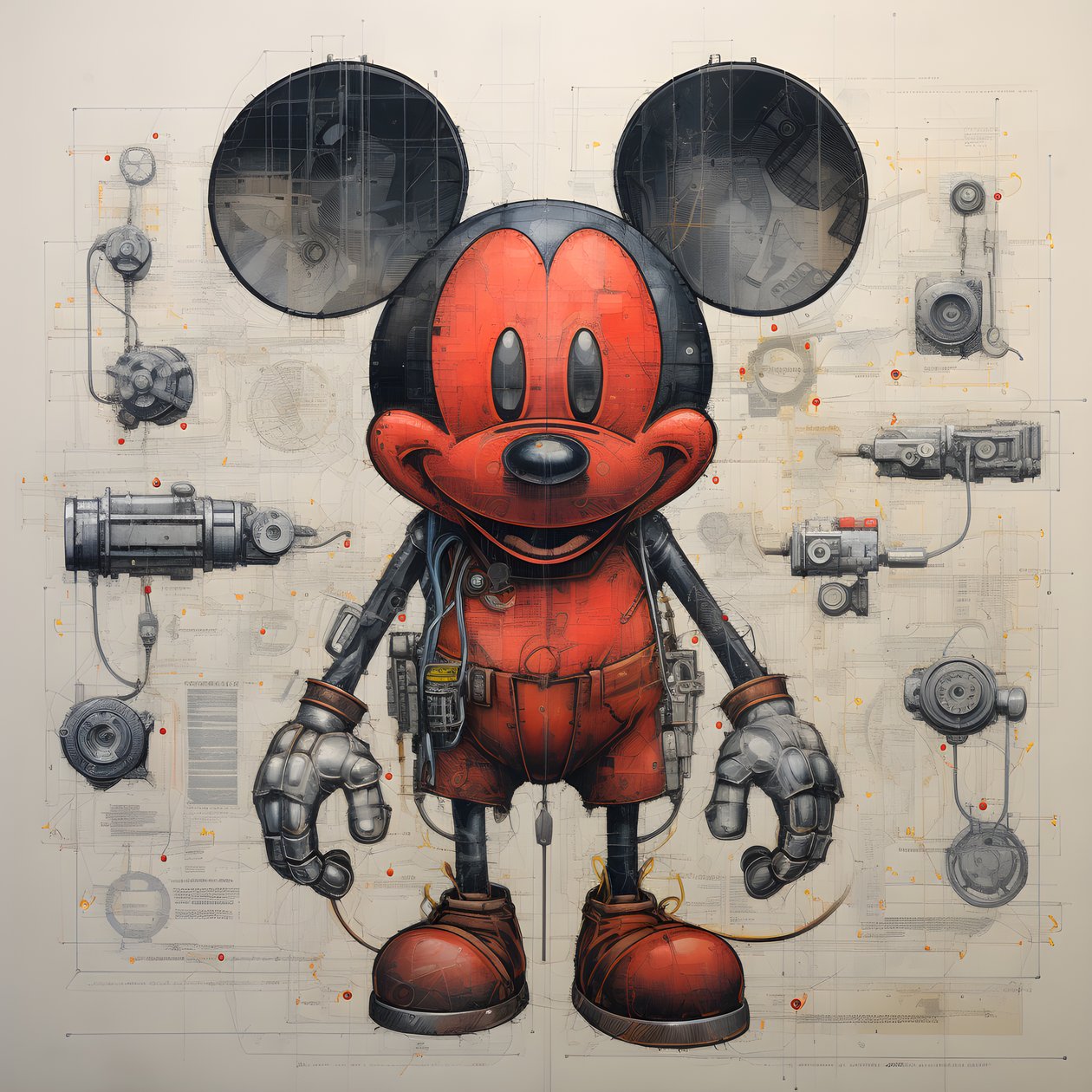desenhos técnicos de Cyberpunk Mickey Mouse 2 de Kurt Heppke
