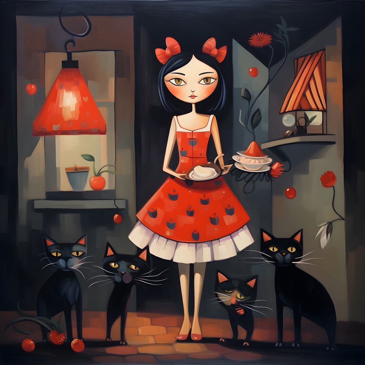 mulher gato louca de vestido 1 de Kurt Heppke
