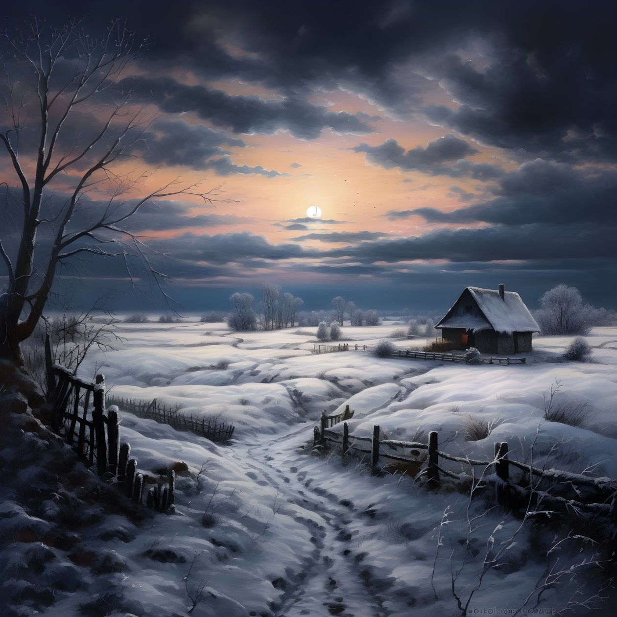 paisagem de neve. Uma quinta mediana 1 de Kurt Heppke