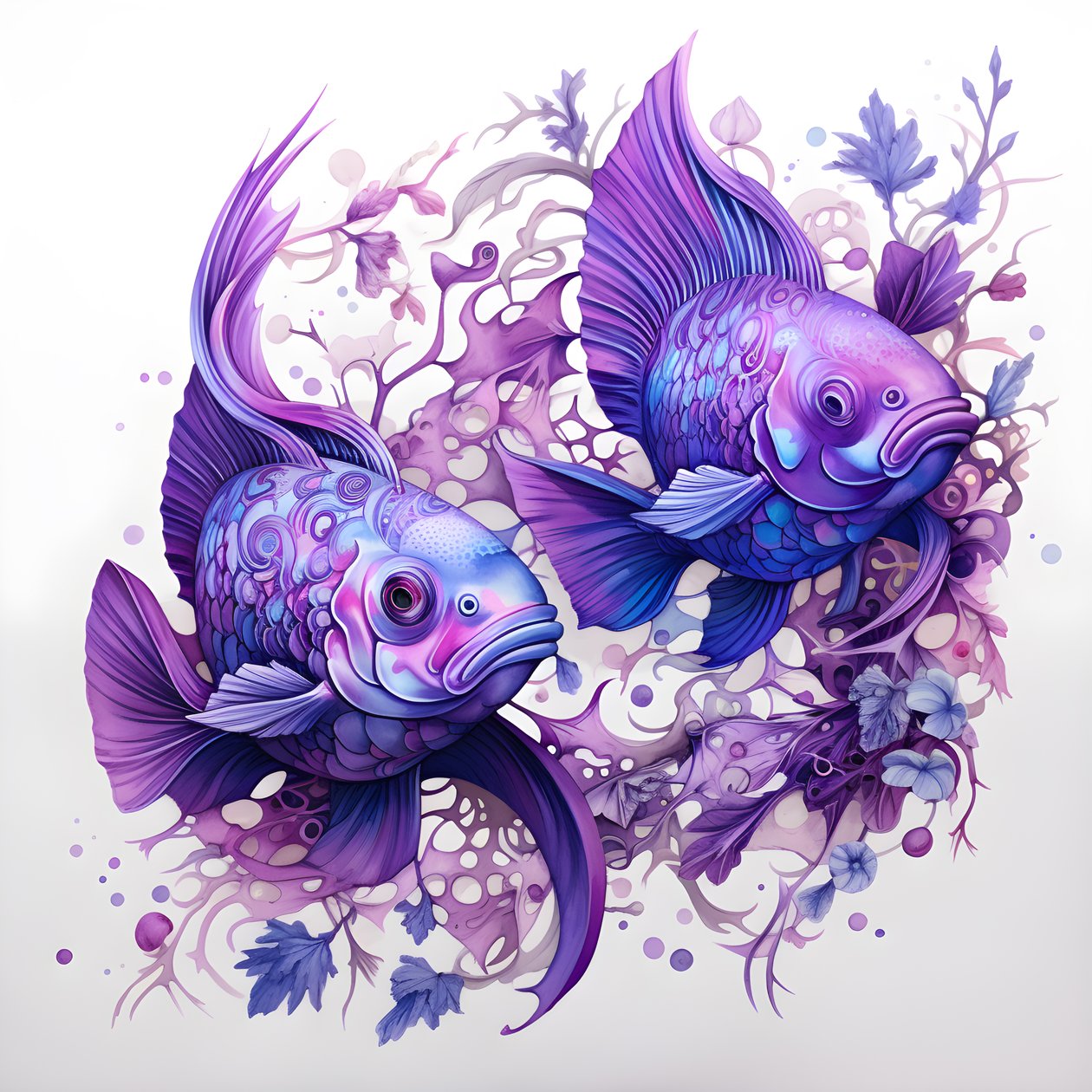 dois peixes de cor púrpura 1 de Kurt Heppke