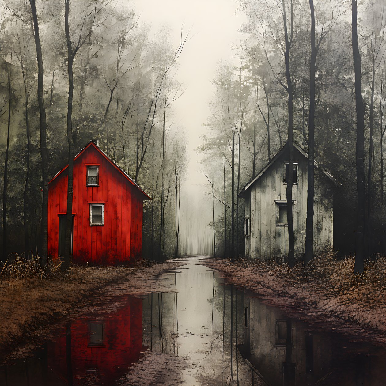 duas casas vermelhas na floresta 3 de Kurt Heppke
