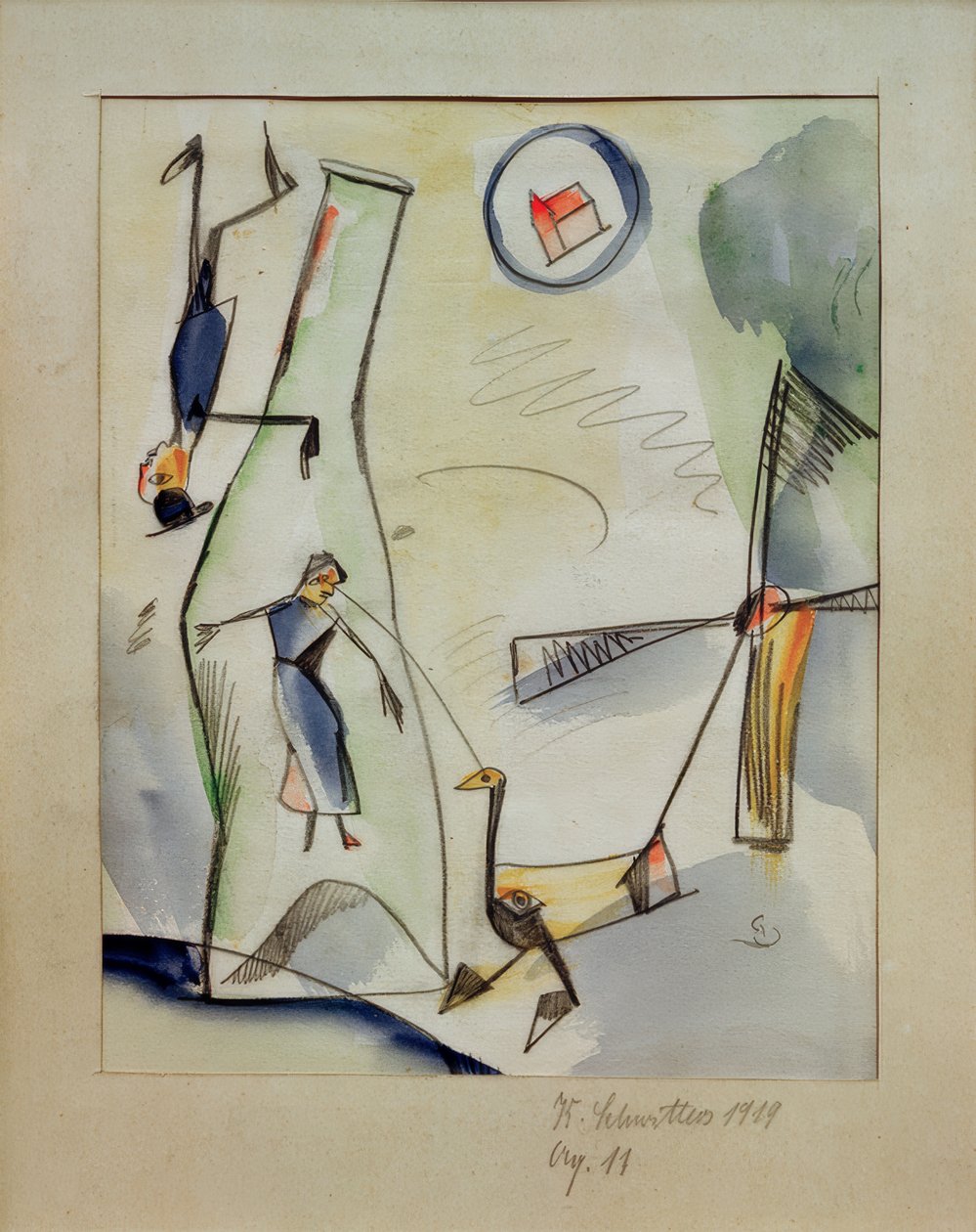 Aq. 11 (imagem mulher ganso) de Kurt Schwitters