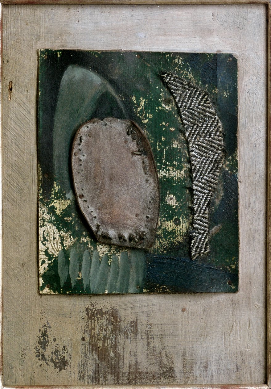 Montagem castanha e verde (pintura de Kurt Schwitters