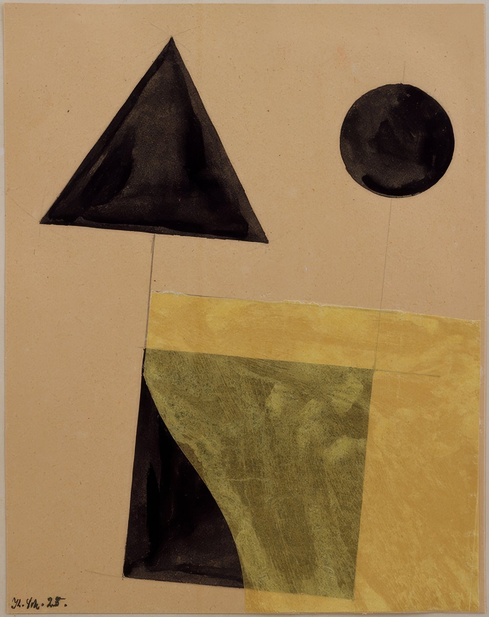 Construção com triângulo, quadrado e bússola de Kurt Schwitters