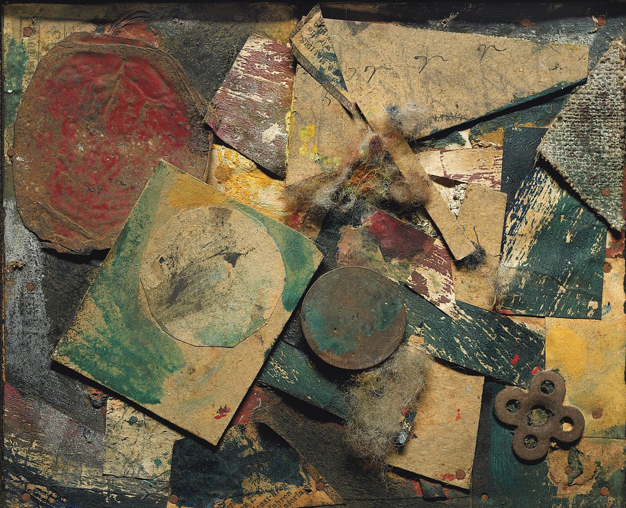 Merz Figura 9A, Imagem com Checker; Imagem Merzbild 9A com pedra dama de Kurt Schwitters