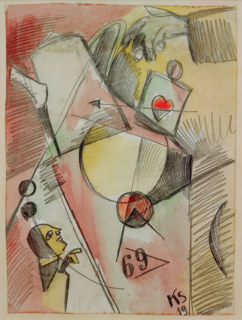 N aquarela 1. (O coração vai do açúcar ao café) de Kurt Schwitters