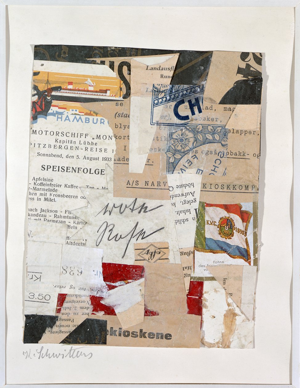 A Rosa Vermelha, c.1933-34 de Kurt Schwitters