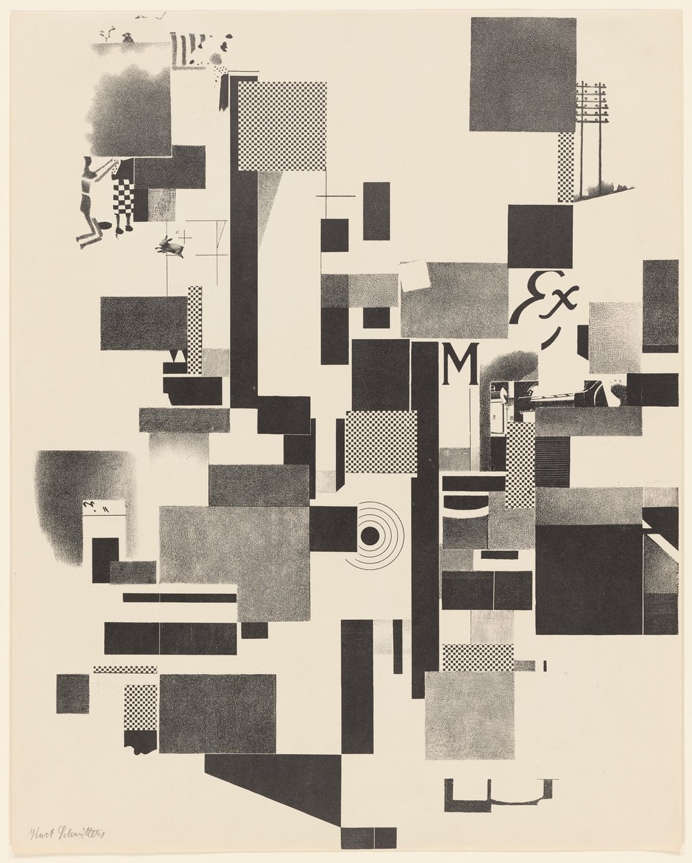 Sem título, nº 2 de 6 do portfólio Merz 3. Kurt Schwitters 6 litografias. pasta Merz. Primeiro portfólio da editora Merz (Merz 3. Kurt Schwitters 6 lithos. Merz Portfolio. Primeiro Portfólio da Editora Merz) de Kurt Schwitters