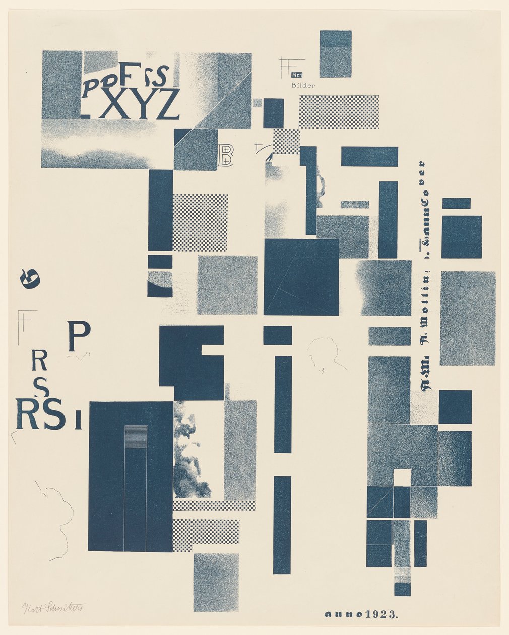 Sem título, nº 3 de 6 do portfólio Merz 3. Kurt Schwitters 6 litografias. pasta Merz. Primeiro portfólio da editora Merz (Merz 3. Kurt Schwitters 6 lithos. Merz Portfolio. Primeiro Portfólio da Editora Merz) de Kurt Schwitters